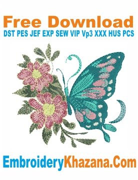 Free Butterfly Flower Embroidery Design