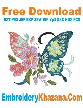 Butterfly Flower Embroidery Design Free Download