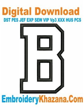 B Letter Applique Embroidery Design