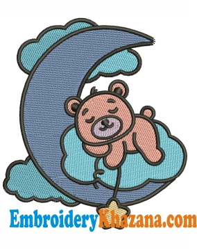 Baby Bear Sleeping Embroidery Design