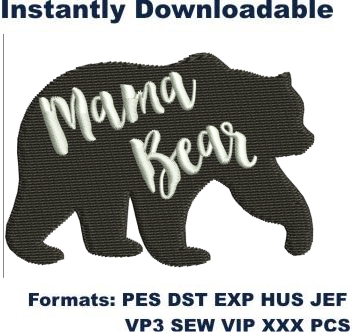 Mama bear embroidery design