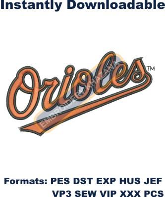 Baltimore Orioles Baseball Logo Embroiderty Design