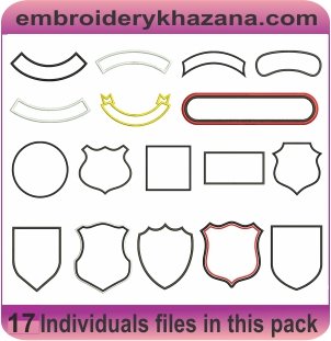 Applique Banner Shape Embroidery Designs Pack