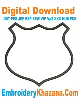 Banner Shield Shape Applique Embroidery Design