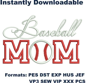 Baseball Mom Applique embroidery design