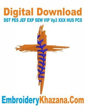 Baseball Cross Machine Embroidery Design