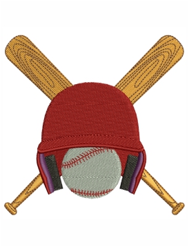 Baseball Helmet Embroidery Design