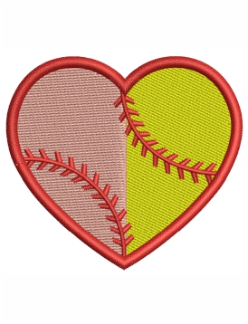 Baseball Heart Embroidery Design