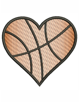 Basketball Heart Love Embroidery Design