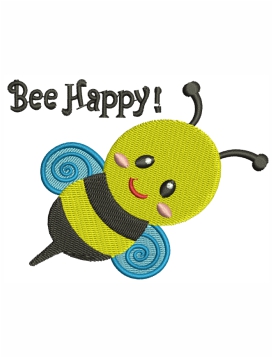 Bee Happy Embroidery Design