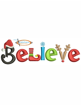 Believe Christmas Embroidery Design