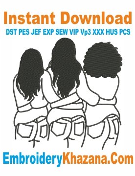 Best Friend Hugging Embroidery Design
