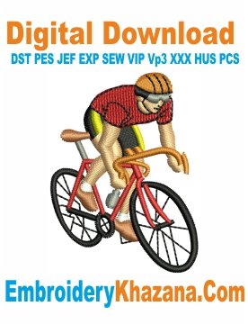 Bicycle Rider Embroidery Design