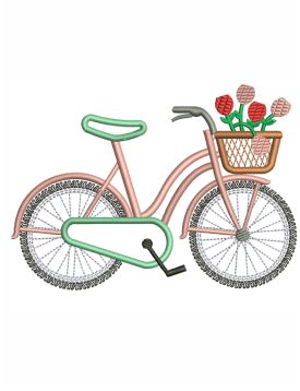 Bicycle With Flowers Embroidery Design