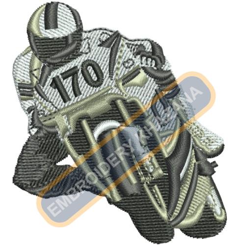 Sport Bike Racing Embroidery Design