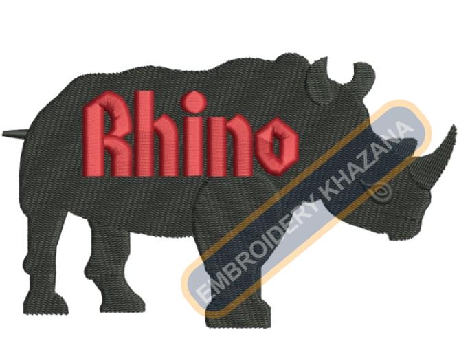 Black Rhino Embroidery Design