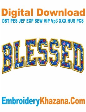 Blessed Arch Outline Embroidery Design