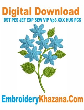 Blue Flowers Embroidery Design