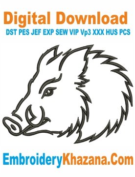Boar Head Embroidery Design