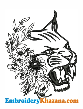 Boho Panther Head Embroidery Design