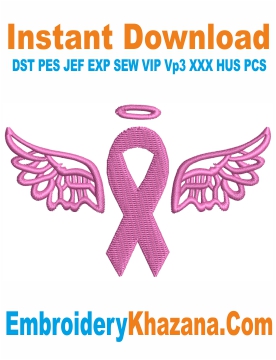 Breast Cancer Angel Wings Embroidery Design