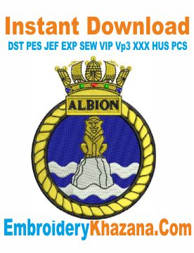 British Navy HMS Albion Embroidery Design