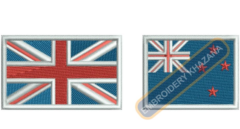 British and Australian Flag Embroidery Design