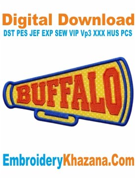 Buffalo Megaphone Magnet Applique Embroidery Design