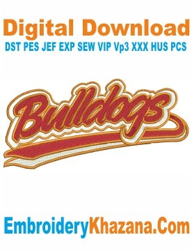 Bulldogs Script Embroidery Machine Designs