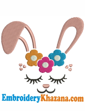 Bunny Face Embroidery Design
