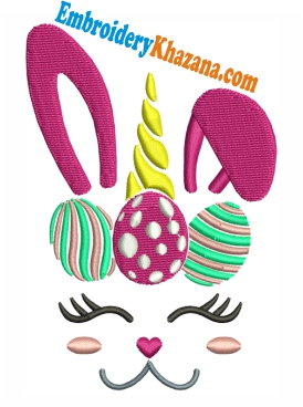 Bunny Unicorn Logo Embroidery Design