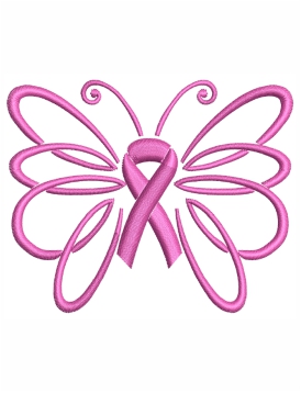 Butterfly Cancer Ribbon Embroidery Design
