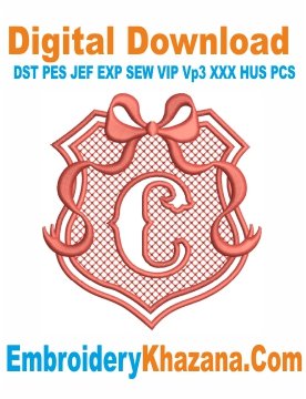Embossed Monogram C Embroidery Design