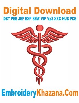 Caduceus Symbol Embroidery Designs
