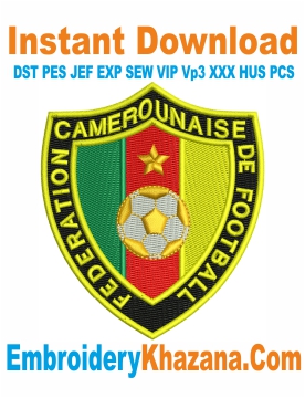 Cameroon National Football Embroidery Design