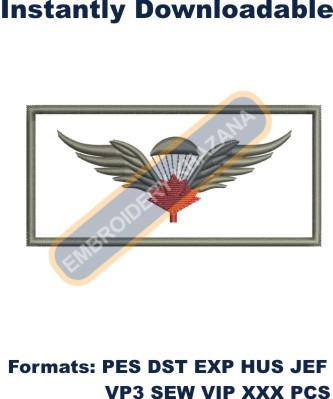Canadian Army Parachute Wings embroidery design