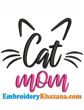Cat Mom Embroidery Design