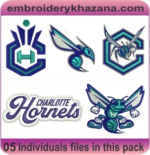 Charlotte Hornets Logo Embroidery Designs Bundle