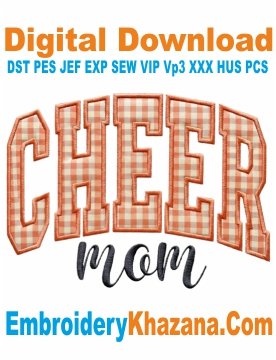 Cheer Mom Outline Embroidery Design