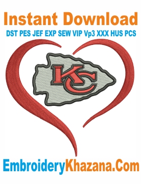 KC Chiefs Heart Embroidery Design