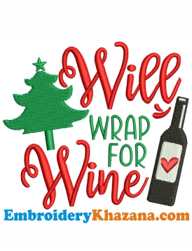 Christmas Wine Embroidery Design