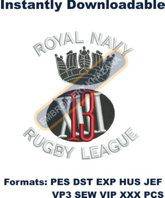 Royal Navy Rugby League embroidery design