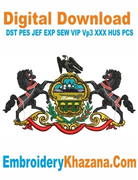 Coat of arms of Pennsylvania Embroidery Design