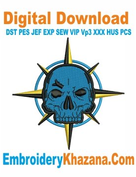Skull Compass Embroidery Design
