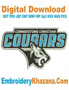 Cornerstone Christian Cougars Embroidery Design