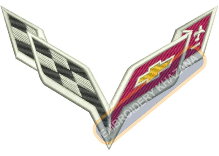 Corvette Flag Embroidery Design