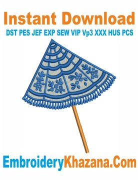 Costal Wavy Beach Umbrella Embroidery Design