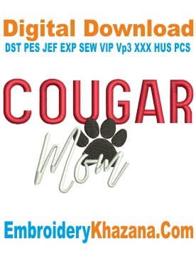 Cougar Mom Embroidery Design