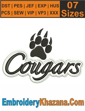 Cougars Letters Embroidery Machine Files