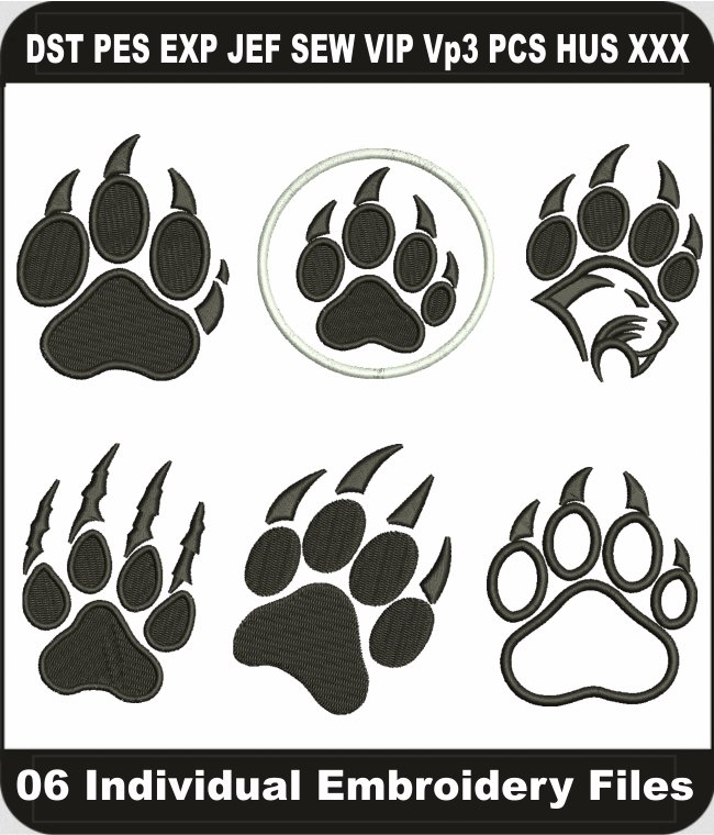 Cougars Paw Embroidery Design